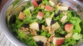 Overhead angle of a kidney-friendly, low sodium fall salad